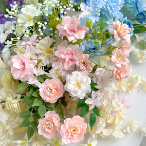 Promesa Artificial Colorido Flor Corredor Boda Flor Corredor Arreglo Hecho A Mano Boda - Product Image 3