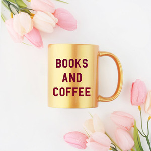 <b>Books</b> and Coffee <b>Gold</b> & Silver Mug - Product Image 1