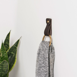 Оптовая Продажа с фабрики, кожаные настенные крючки для домашнего декора, полотенце, кольцо, вешалка, кожаный держатель для полотенец - Product Image 4