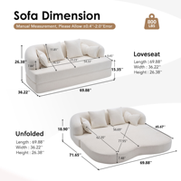 Canapé-lit moderne compressible, convertible en futon, en chenille, extensible et modulaire pour salon