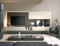 Meuble TV flottant moderne Hu blanc, nouveau design, en bois massif, pour salon, meuble multimédia, support TV, pour entrepreneur en aménagement intérieur