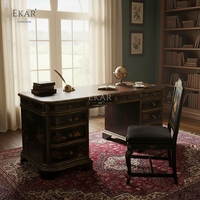 Bureau de direction EKAR Dynasty Heritage |   Bureau en laque noire de style anglais peint à la main |