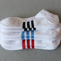 Chaussettes courtes de sport pour hommes, personnalisables avec logo, à trois bandes, en maille épaisse, à rayures, pour le badminton et les loisirs, collection printemps