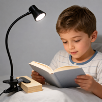 Bras flexible en métal réglable multi-angles avec fixation par pince pour lampe de table LED, avec passage de câbles interne et clip de fixation de câbles