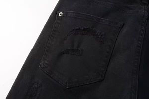 Pantalones de mezclilla negros desgastados de corte ajustado, peso medio, alta calidad, para hombre, estilo urbano, duraderos, lavados - Product Image 2