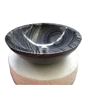 custom design solid Toilet countertop natural stone black Ancient Wood Vein marble Sink & basin