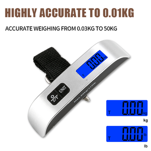 Bilancia portabagagli portatile alta precisione 50KG acciaio inossidabile Tarvel bilancia elettronica digitale - Product Image 4