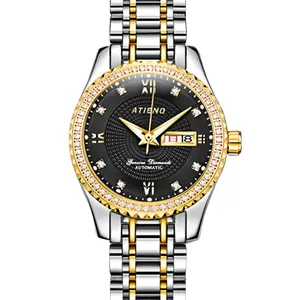 24K Gold Diamond Stainless Steel Automatic Ladies Watch