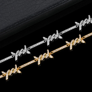 Colliers chaîne cubaine à épines de cristal pour hommes, bijoux Hip Hop, chaîne cubaine à pointes torsadées, collier à nœuds en fil barbelé - Product Image 5