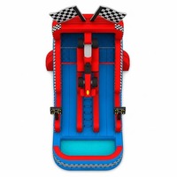 Tobogán Acuático Inflable de 18 Pies de Altura con Doble Carril, Diseño de Auto de Carreras, para Uso Comercial en Exteriores