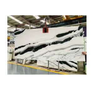 100% 수출 품질 팬더 흰색 대리석 광택 대리석 및 바닥 장식 사용 가능한 사용자 정의 크기
