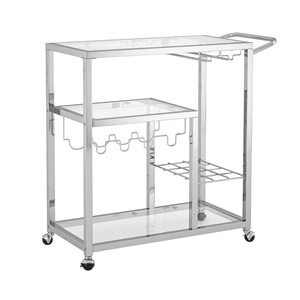 Carrito de cocina para el hogar, estante para vinos y estante para copas; estructura de acero y madera; adecuado para bares o restaurantes; personalizable - Product Image 2