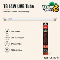 LuckyHerp T8 14W Lampe UVB 15.0 Spirale en Verre Classique pour Reptiles Écologique Intérieur Toutes Saisons JX-FL8T1415