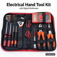 Kit d'outils à main pour électricien de 18 pièces avec multimètre numérique, sac en toile, ensemble d'outils de réparation sans perceuse électrique