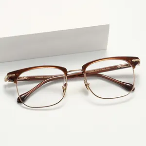 Figroad Latest Design Eye Wear Metal Half Frame Fashion Glasses Eyeglasses Classic Metal Frame Eyeglasses Men In Stock