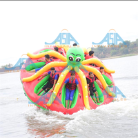 Jouet rotatif de pieuvre gonflable au design personnalisé Pieuvre volante OVNI Tube de bateau disco gonflable remorquable à eau