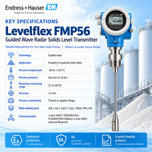 เซ็นเซอร์วัดระดับวัสดุแข็งแบบเรดาร์คลื่นนำทาง Endress+Hauser Levelflex FMP56 ความแม่นยำ 0.1% สำหรับวัสดุทึบ  รับสัญญาณ 4-20mA - Product Image 1