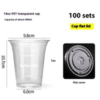 Tasse à glace transparente 14oz 400ml 98mm à paroi unique tasse à boisson froide en plastique personnalisée à usage unique couvercle à thé au lait emballé spécial