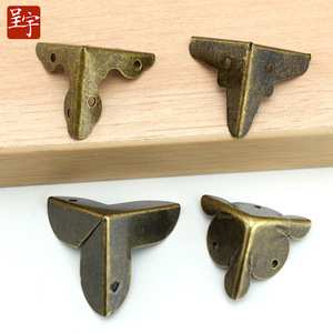 Three Small <b>Corner</b> <b>Protectors</b> Antique Bronze Metal Cold Rolled Steel For Wooden Crates Luggage Bags - Product Image 1