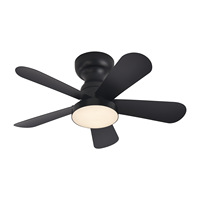 Ventilateur de plafond noir mat de 52 pouces avec lumière, 5 pales en bois de noyer, application Wi-Fi intelligente Alexa, 6 vitesses, réversible, montage encastré, LED dimmable
