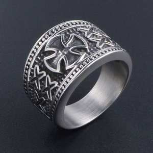 European Style Cross <b>Titanium</b> Steel <b>Ring</b> Men's Jewelry SA375 Gift Accessory - Product Image 2
