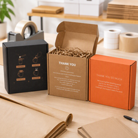 Ensemble de boîtes d'expédition en carton ondulé imprimées sur mesure, noir kraft, emballage cadeau orange