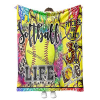 Nouvelle couverture polaire de voyage en polyester, motif sport de softball personnalisé, pour lits et pique-niques, vente en gros