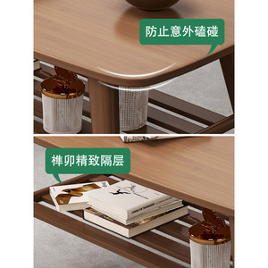 <b>Bamboo</b> Coffee <b>Table</b> Solid Wood Rectangular Low <b>Table</b> With Storage Shelf For Living Room Modern Minimalist Style - Product Image 5
