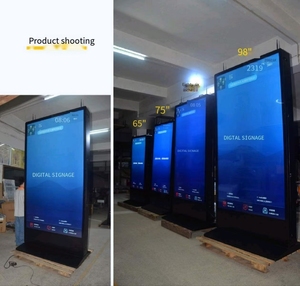 Double Sided quảng cáo <span class=keywords><strong>LCD</strong></span> Áp phích Màn hình hiển thị với bánh xe sàn thường vụ kỹ thuật số <span class=keywords><strong>Dual</strong></span> Side Màn hình kiosk kỹ thuật số đứng - Product Image 5