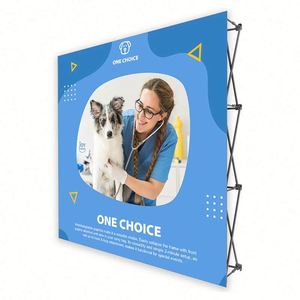 Custom Exhibition Tension Fabric Pop up Display 8ft Stretch Step and <b>Repeat</b> Trade Show Exhibit Booth - Product Image 1
