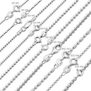 ホット販売ジュエリー925スターリングシルバーイタリアリンクチェーンカスタム1MM-2.5MMラウンドビーズ調節可能なチェーンネックレスファッションジュエリー - Product Image 6