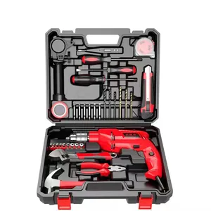 Popolare set di utensili elettrici per trapano a percussione rosso accessori completi Set di utensili per la lavorazione del legno set di utensili manuali