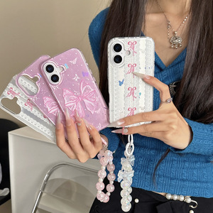 Ins Niche Laser Bow dentelle pour iPhone 16 Pro Max couverture Apple 17 Air étui de téléphone portable IPhones 15 Plus mignon téléphone en gros - Product Image 1
