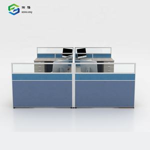 Coworking Space L shaped โต๊ะไม้ทันสมัย4คนออฟฟิศเวิร์กสเตชัน - Product Image 3