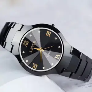 Jam tangan pasangan uniseks, dengan kalender tahan air baja Tungsten bercahaya kalender