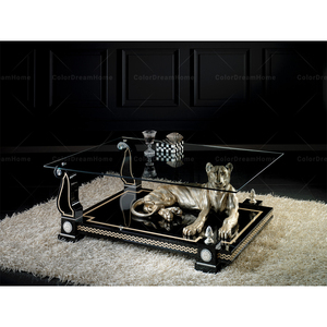 Tavolino da Caffè in <span class=keywords><strong>Vetro</strong></span> Nero per Arredamento di Lusso del Soggiorno - Product Image 1