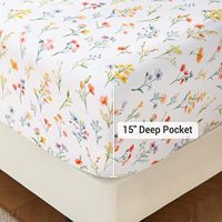 Parure de draps Viviland Vintage Floral 4 pièces en microfibre, douce, respirante, résistante aux taches et aux plis, avec taies d'oreiller profondes