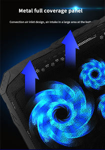 TISHRIC-Base de refroidissement pour ordinateur portable, avec support pour téléphone, 4 ventilateurs, écran LED, vitesse du vent réglable, pour ordinateur portable de 12 à 17 pouces - Product Image 6