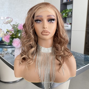 Perruques synthétiques à dentelle 13x6 grand format, blond orangé, résistantes à la chaleur, pour femmes, prix de gros abordable - Product Image 3