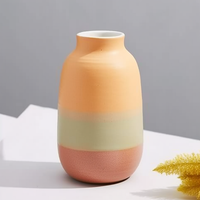 Vase à plantes en céramique cylindrique segmenté de couleur dégradée bohème-Décor artistique pour vase de table d'espaces élégants