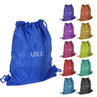 Sac à dos en toile personnalisé avec logo, cordon de serrage, poche zippée en bas, poignée d'épaule, sac multifonctionnel pour la gym et les courses