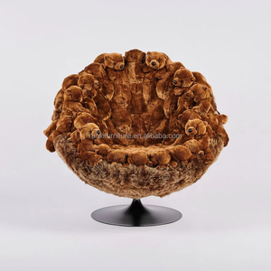 Silla de salón moderna y cómoda con piel de oveja de Nueva Zelanda, tela suave transpirable de gamuza y bonito diseño de <span class=keywords><strong>Panda</strong></span> para dormitorio y sala de estar - Product Image 6