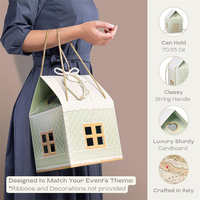 Sac cadeau de luxe en forme de maison, grande capacité, design cottage, sac en carton avec poignée en ficelle pour mariages et événements