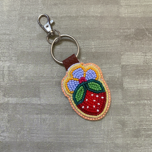 Customized Shape Beaded Hand Embroidered Eco-Friendly Fruit Pattern Carabiner Keychain Felt Gold <b>Sequins</b> Durable Classic Inlay - Product Image 1
