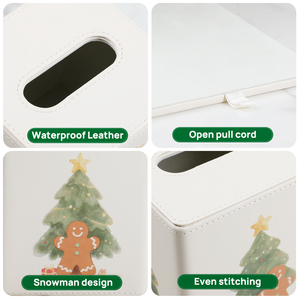Boîte à mouchoirs <span class=keywords><strong>en</strong></span> <span class=keywords><strong>cuir</strong></span> PU avec conception d'arbre de Noël et d'<span class=keywords><strong>homme</strong></span> <span class=keywords><strong>en</strong></span> pain d'épice, porte-serviettes <span class=keywords><strong>pour</strong></span> cadeau de vacances et décor de table à la maison - Product Image 6