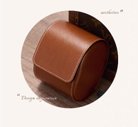 Étui de voyage pour montre en cuir PU, simple, avec fermeture à pression et coussin en velours, vente en gros, logo personnalisé, cadeau