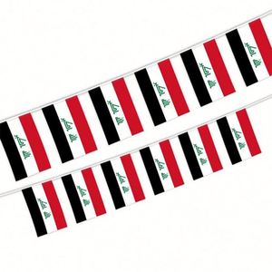 Hot Selling 10 Meters Bunting 30pcs 5.5'' X 8.2'' Iraq Iraqi String <b>Flags</b> 14 X 21 cm for National Events - Product Image 1
