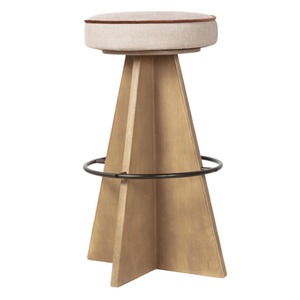 Taburete Alto Giratorio Damon de Algodón, Roble, Hierro/Acero y Poliéster, Resistente, para Bar en Casa y Comedor - Product Image 2