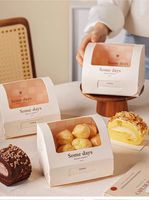 Boîtes à emporter personnalisées en gros avec logo, pour biscuits et beignets, avec fenêtre transparente