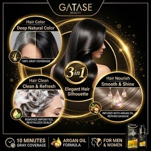 Crème colorante pour cheveux à l'huile d'argan 3 en 1, sans ammoniaque, semi-permanente, couvrante des cheveux gris, 400 ml - Product Image 4